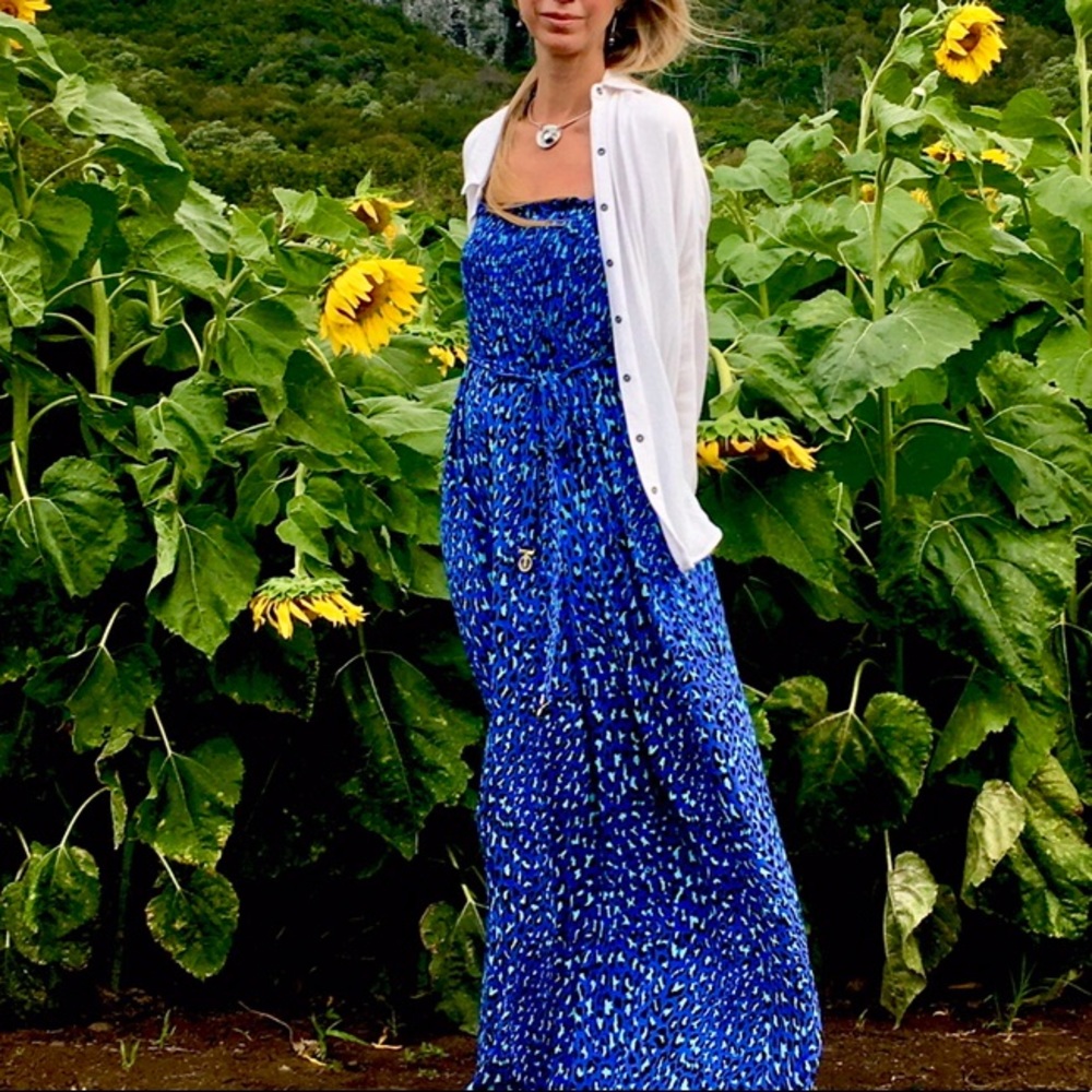 Juicy Couture blue leopard maxi dress